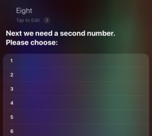 A Siri conversation where some input has been given but the same number is requested